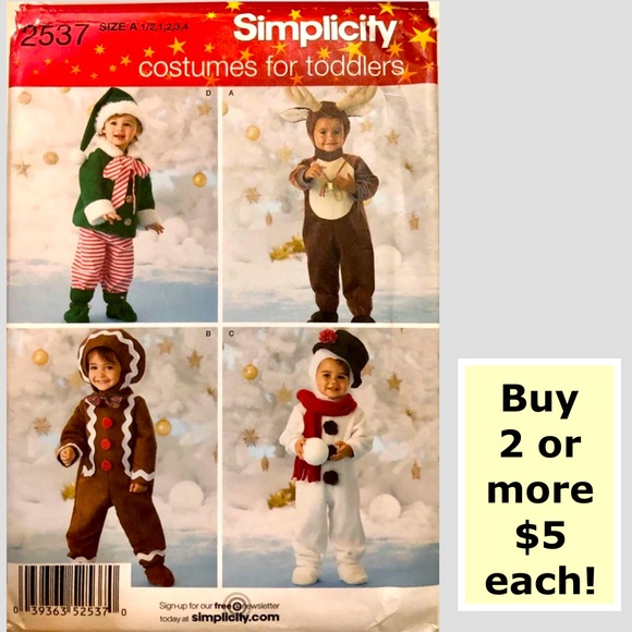 Simplicity 2537 Uncut Christmas Halloween Holiday Sewing Pattern Toddlers’ 1/2-4 - Picture 1 of 9
